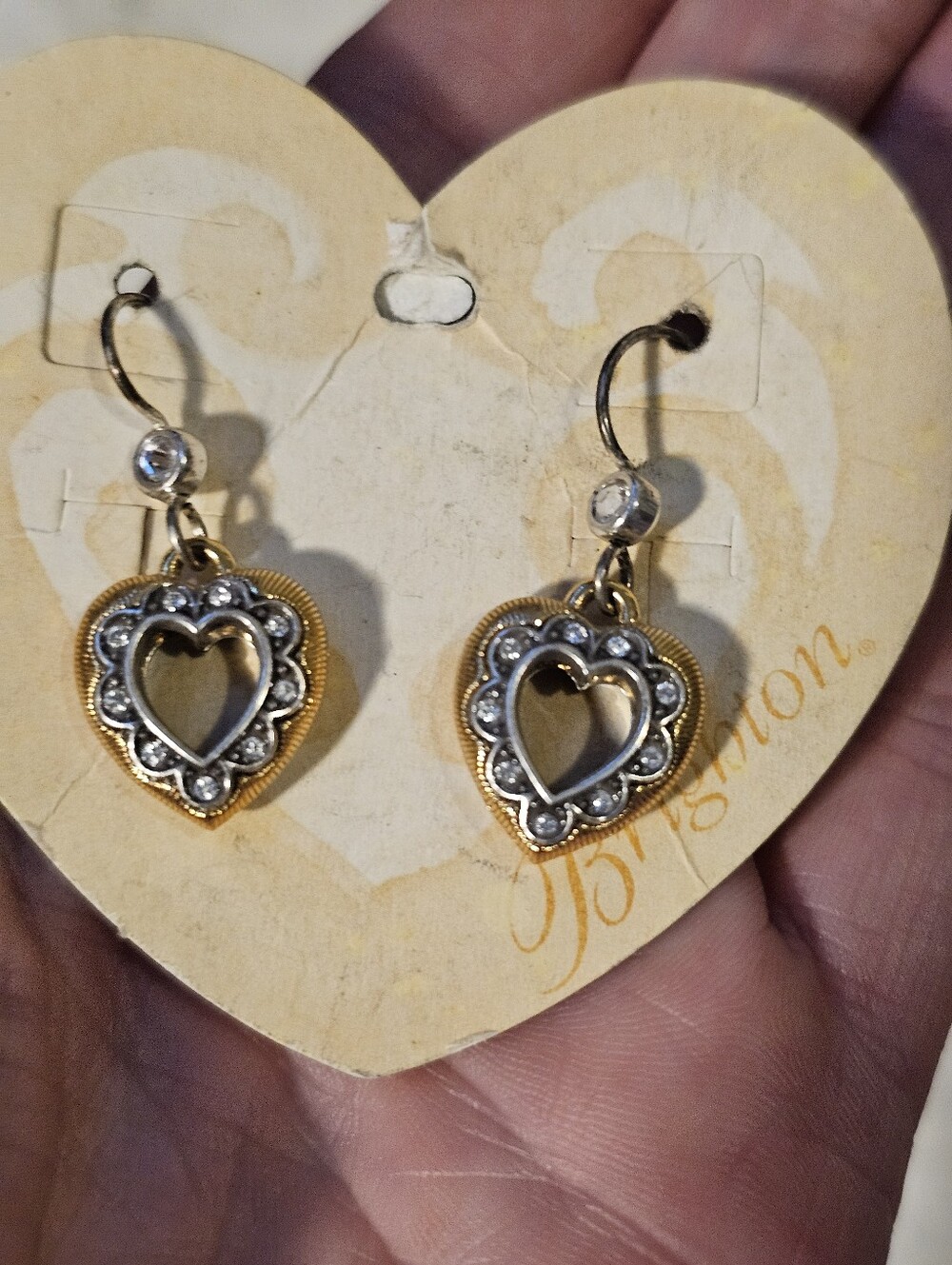 Brighton Primavera Heart Crystal Two-Tone Drop Earrings JA1093 - Picture 5 of 8